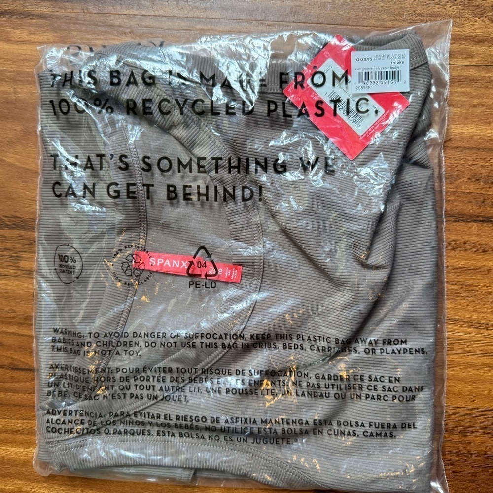 SPANX -Suit Yourself Racerback Ribbed Bodysuit - Smoke - Size: XL - NWT - Picture 3 of 5